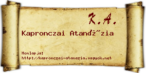 Kapronczai Atanázia névjegykártya