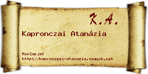 Kapronczai Atanázia névjegykártya