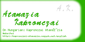 atanazia kapronczai business card
